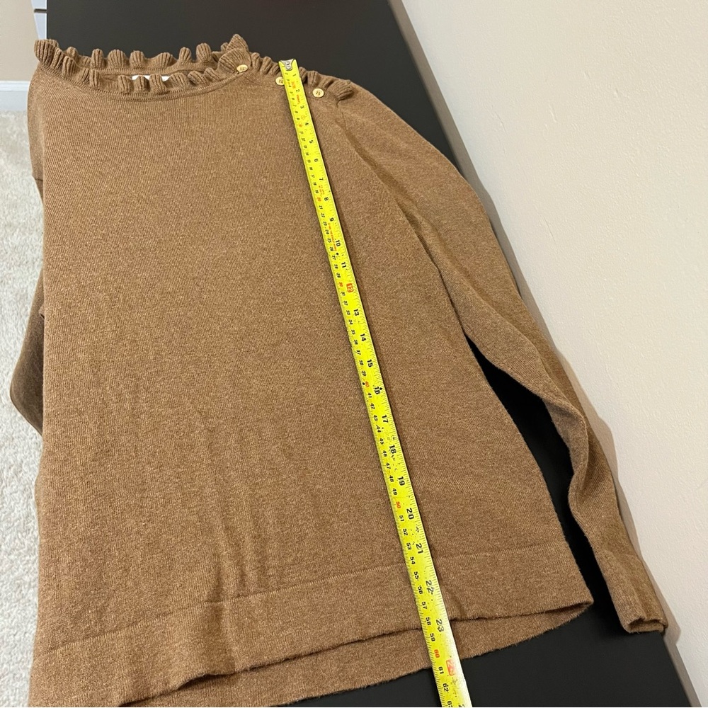 J. Crew Factory Cotton Ruffle Sweater With Buttons - Picture 10 of 11
